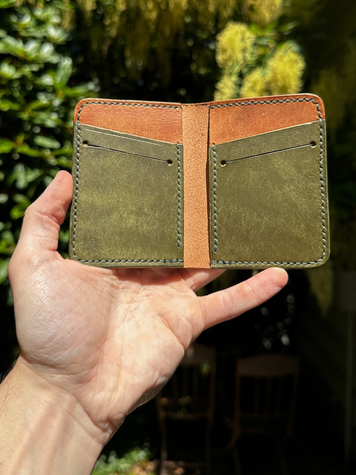 Cognac and Olive Pueblo Vertical Bifold