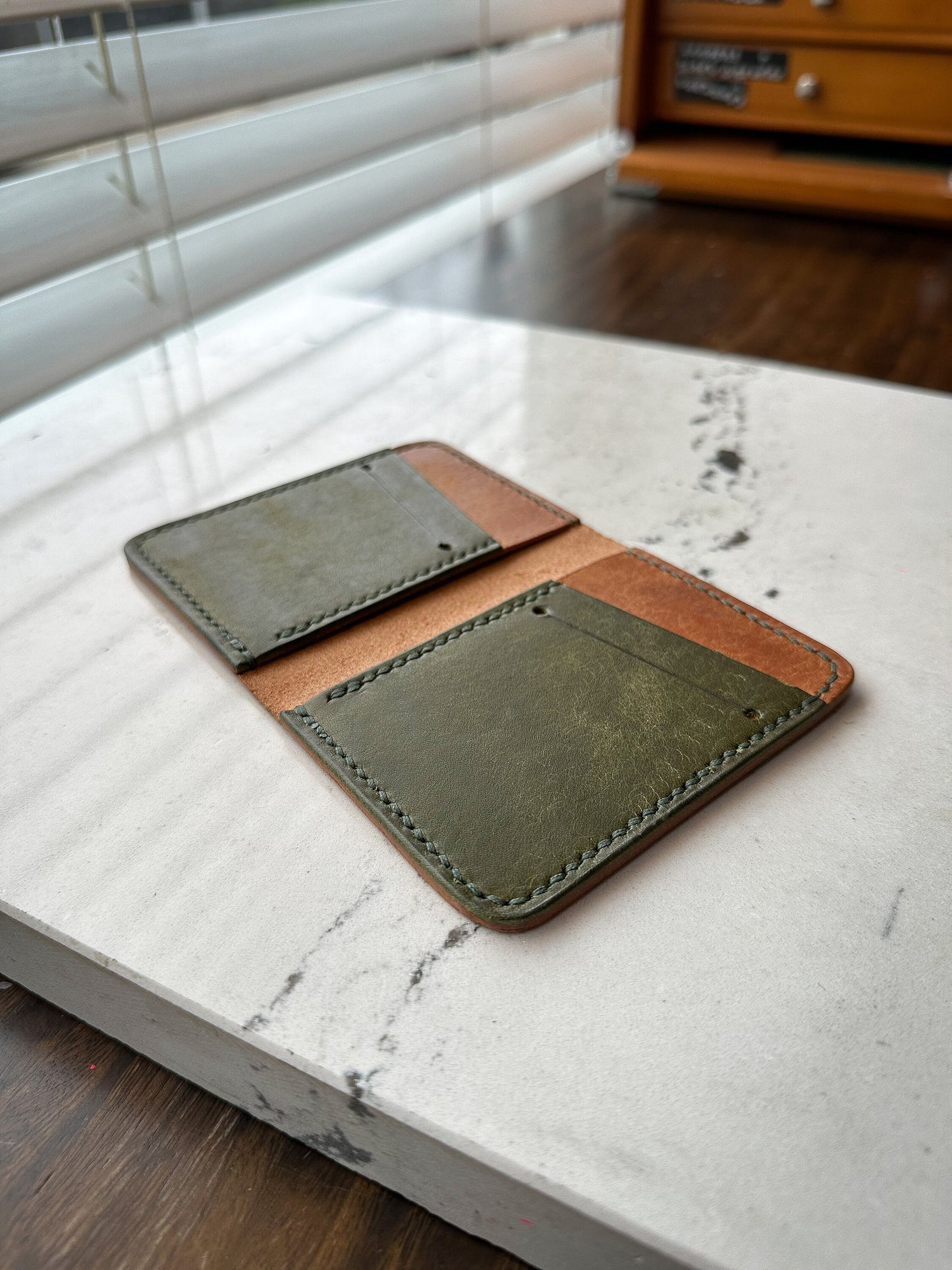 Cognac and Olive Pueblo Vertical Bifold