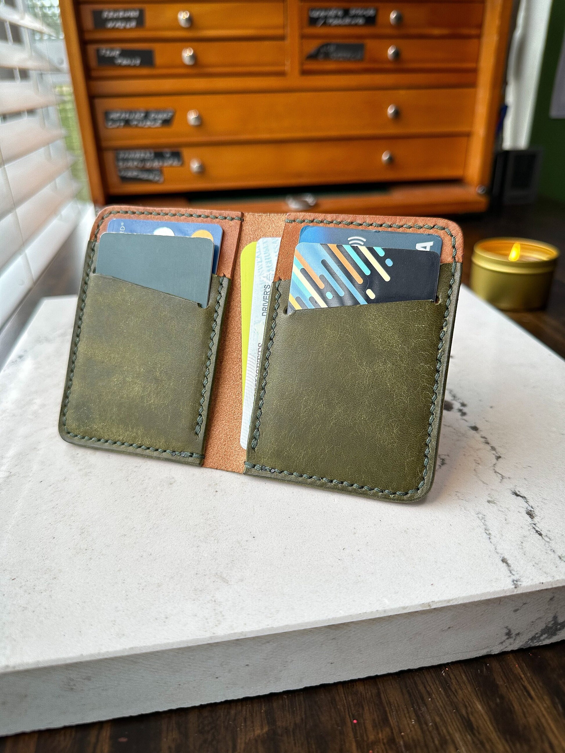 Cognac and Olive Pueblo Vertical Bifold