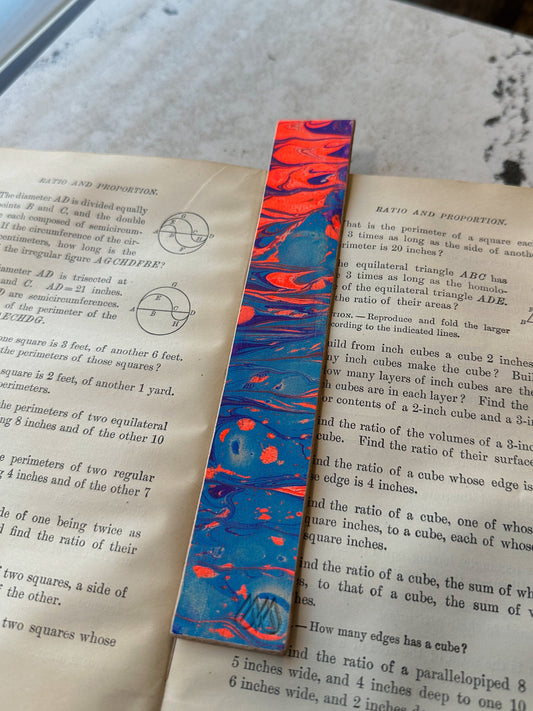 Marbled Leather Bookmark - Colorful tie dye bookmark - Gift for Reader