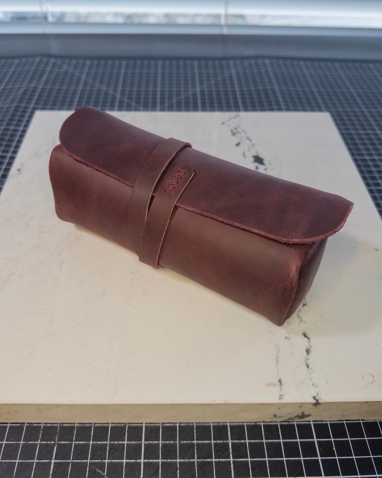 Handmade Red Leather Pouch, Leather Pencil Pouch, Topgrain Leather Pen case, Leather Wrap Pencil Case, Red Crazy Horse Leather Pencil Pouch